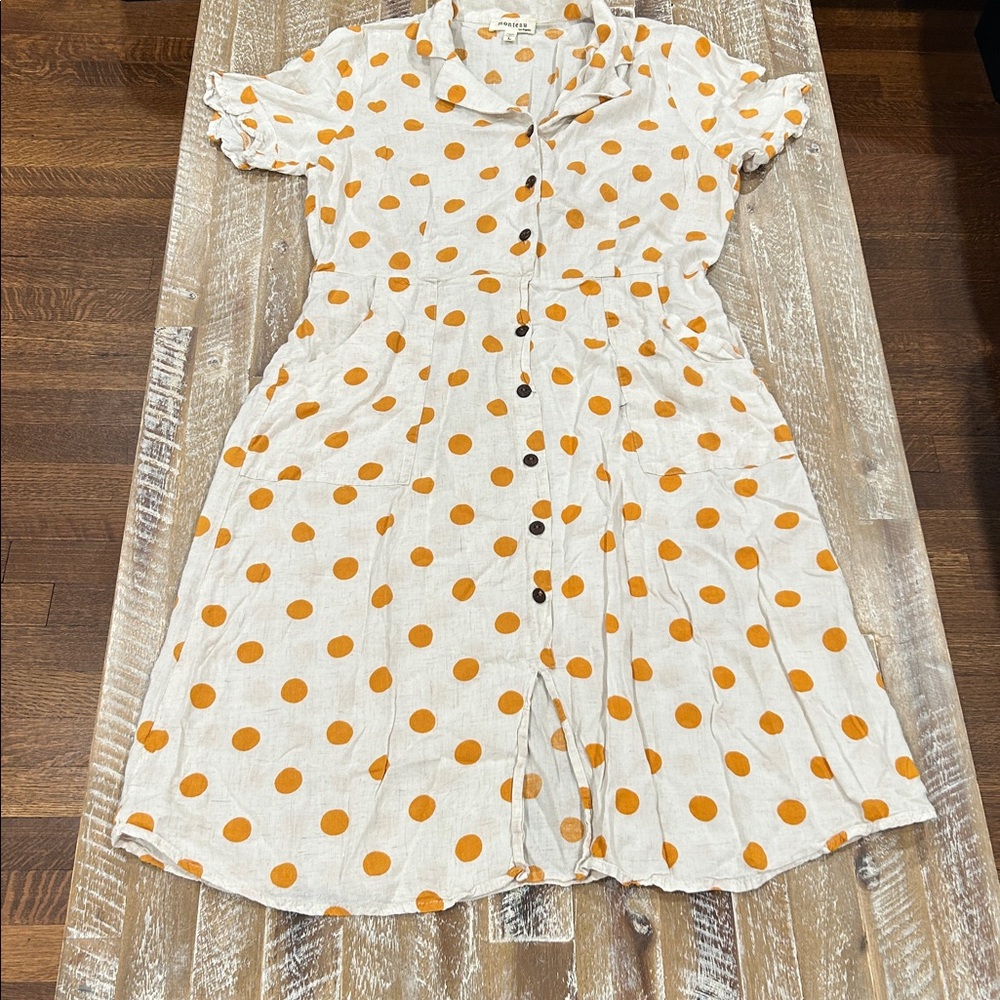 MONTEAU Mustard Yellow Polka Dot Summer Dress